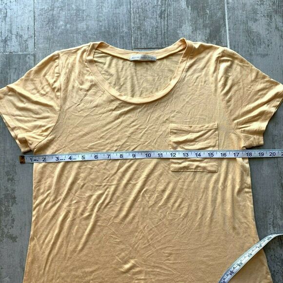 Peach Orange Slinky Stretch T-Shirt Short Sleeve Summer Basic Tunic Rayon M - Picture 6 of 7